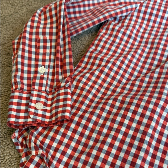 Jacadi Red and White Checkered Gingham Kids Shirt, size 8 - Picture 5 of 7